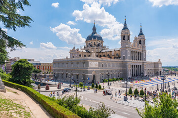 Cathedral of Santa Maria la Real de la Almudena in Madrid capital of Spain visited on summer vacation