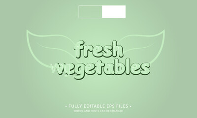 Editable text effect fresh vegetables 3d Cartoon template style vector