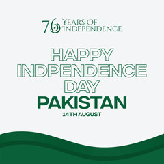 Pakistan Independence Day 14th August Post for Social Media. Pakistan Independence Day Vector Template. EPS 10 Vector.