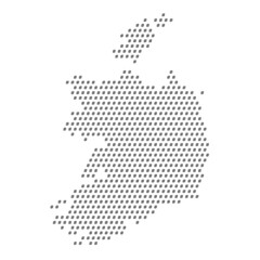 Map of the country of Ireland with hashtag icons texture on a white background