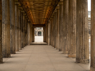 Fototapeta premium Columns in the center of a European city. Columns in the city park.