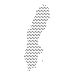 Map of the country of Sweden with hashtag icons texture on a white background