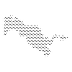 Map of the country of Uzbekistan with hashtag icons texture on a white background
