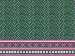 GEOMETRIC FLORAL WITH BORDER REPEAT PRINT SEAMLESS PATTERN VECTOR ILLUSTRATION