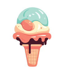 Sweet ice cream cone with chocolate ball