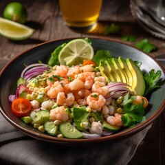 Salad with shrimps Ceviche generative ai