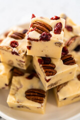 Homemade White Chocolate Cranberry Pecan Fudge