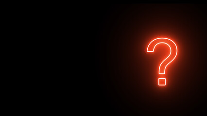 neon red color question mark on black background. Neon question mark. Question mark Symbol, question mark sign. neon question mark sign.