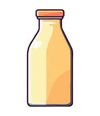 Organic milk in glass bottle with yellow lid