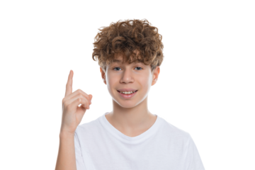 PNG, A teenage boy has an idea, isolate on white background