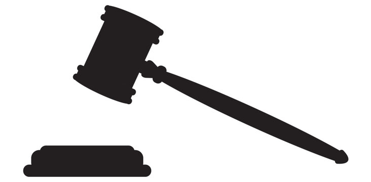 Black gavel hits stand. Auction bidding and court verdict