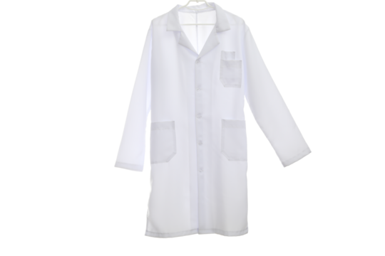 PNG, a white doctor's uniform on a hanger,isolated on white background