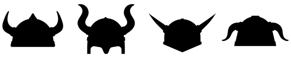 Viking helmets with horns silhouette