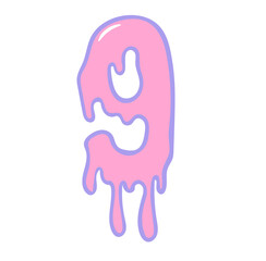 Creepy cute pastel goth halloween dripping alphabet number