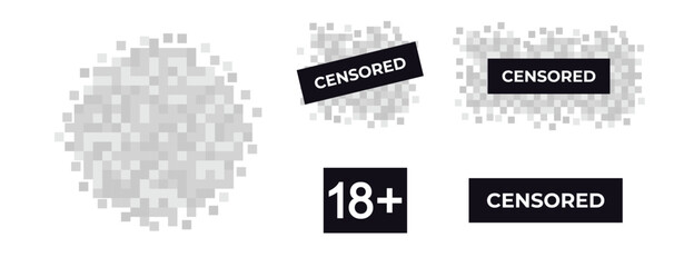 Сensorship censored pixel label. Illegal viewing with tag restricted