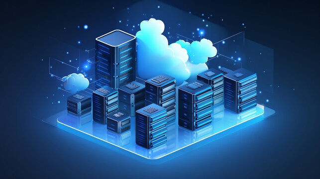 Creative Cloud Computing 3D Illustration, blue, technological