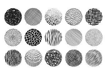 Abstract grunge halftone hand drawn textures set. Lines, dots, spots etc. Vector illustration