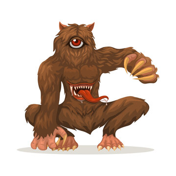 Mapinguari Monster Mythical Creature Character Cartoon illustration Vector