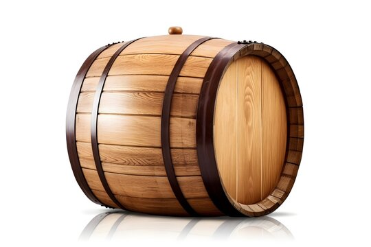 a wooden barrel with a brown band