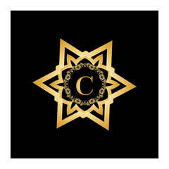 Luxury vintage crest logo. Calligraphic royal emblems and elements elegant decor. Vector crest monogram ornament for letter. Luxury logo template design vector illustration. Royal monogram crest brand