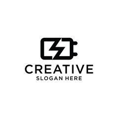 Electric with lightning logo design concept