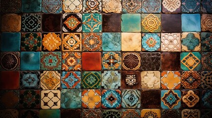 Beautiful and colorful vintage tile background