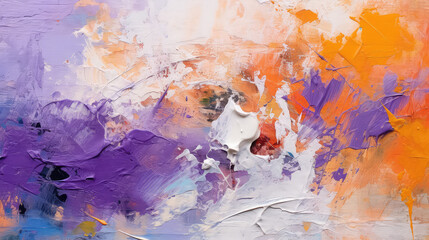 Purple white and orange painting texture, pallet knife paint on canvas, oli paint background art concept