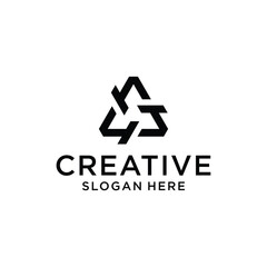 Letter t with triangle Logo design concept