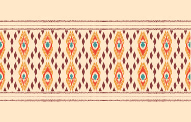 Ethnic abstract ikat art. Aztec ornament print. geometric ethnic pattern seamless  color oriental.  Design for background ,curtain, carpet, wallpaper, clothing, wrapping, Batik, vector illustration.