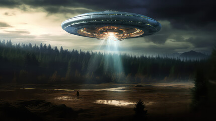 Fototapeta na wymiar Ufo mothership invasion, alien sightning, extraterrestial spaceship, alien craft over earth
