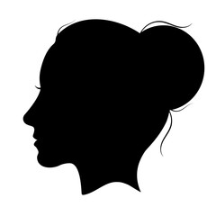 Vector silhouette of a girl in profile.