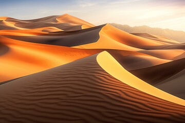 Fototapeta na wymiar Sand dunes in the desert at sunset. 3d render illustration
