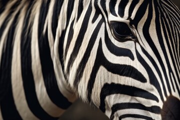Fototapeta na wymiar Background of natural zebra skin. Close up intricate pattern of lines on the skin of a zebra. Ai generative.