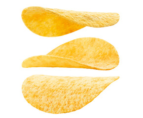 Set of delicious potato chips, cut out