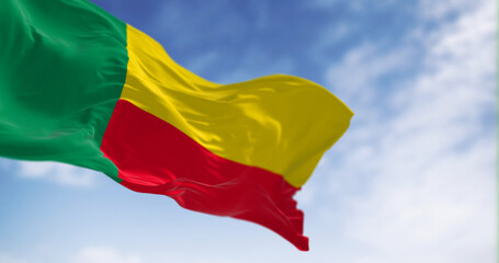 National flag of Benin waving in the wind on a clear day