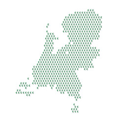 Map of the country of Netherlands with green half moon icons texture on a white background