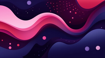 an abstract dark purple, pink and white modern pattern with white dots and geometric circular liquids created by generative AI
