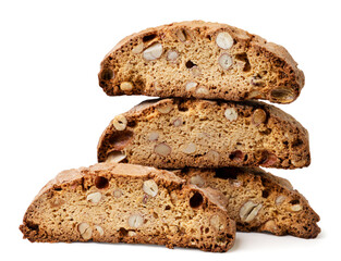 Cantuccini cookies on a white background. Isolated
