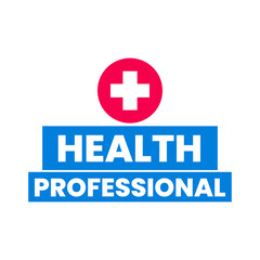 Health professional fitness workout medical text label icon badge vector