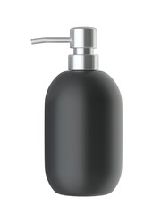 Black liquid soap bottle on transparent background