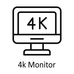 4k Monitor Vector  outline Icon Design illustration. Online streaming Symbol on White background EPS 10 File
