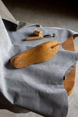 Shoemaker's set for making shoes from natural leather