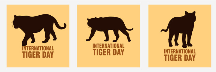 International tiger day vector illustration with tiger animals for salvation efforts and conservation