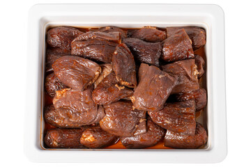 Stuffed Eggplant isolated on white background. Stuffed Eggplant with Olive Oil. healthy appetizers. Local name kuru biber dolmasi