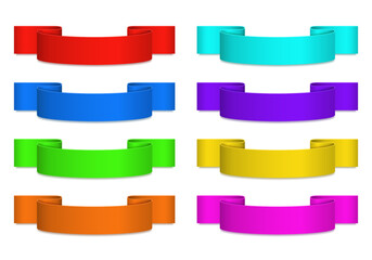 Ribbons of different colors. Banners for your design. Vector illustration.