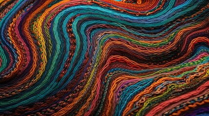 colorful Swirly Micro photography of a thread, fabric