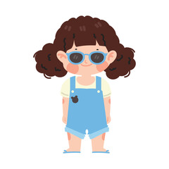 Cute cartoon girl with glasses