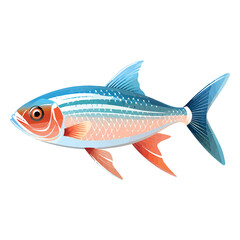 Obraz premium Luminous Aquatic Beauty: Captivating 2D Neon Tetra Illustration