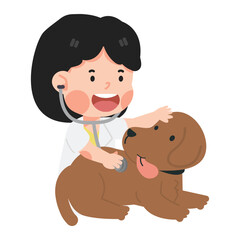 Women veterinary  with Pet Dog