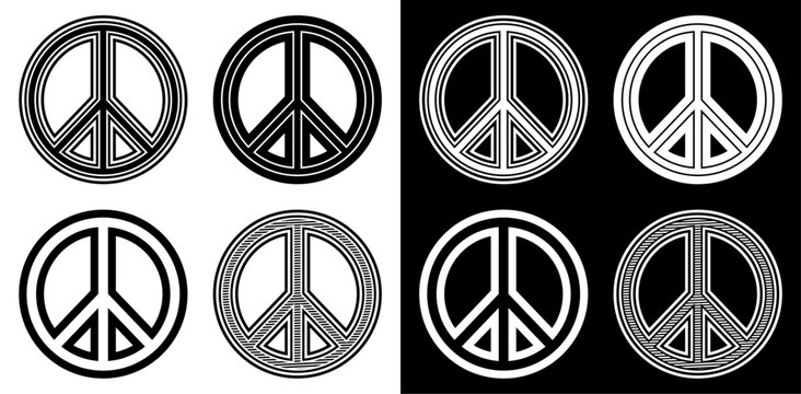 Set vector peace sign icon symbol design illustration